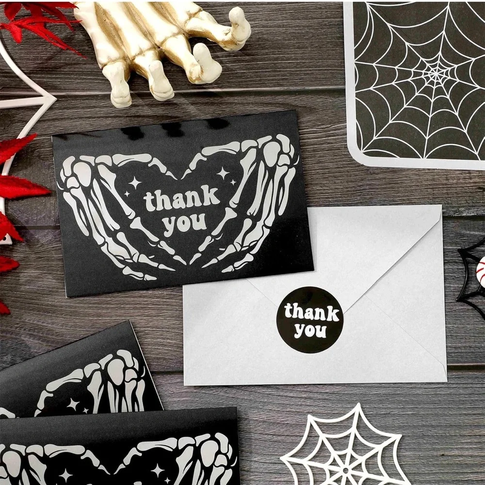 NEW Skelton Thank You Cards 12PK - Picture 3 of 3